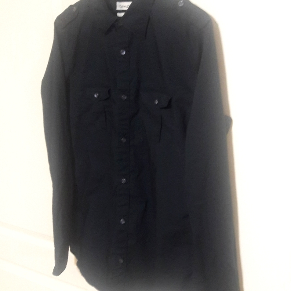 🎁Calvin Klein Navy shirt long sleeves small slim fit 100%cotton